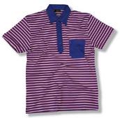View Item Pop Retro 60s Mod S/S Multi Stripe Polo Shirt Navy Blue